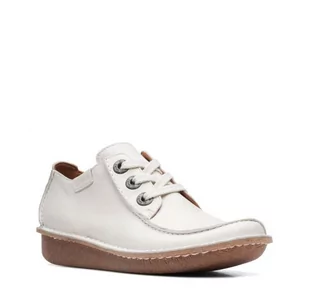 Clarks Funny Dream [White Leather] - Rozmiar 37 - Półbuty damskie - miniaturka - grafika 1