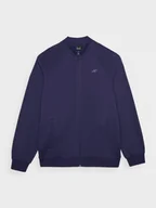Bluzy sportowe męskie - Męska bluza dresowa rozpinana bez kaptura 4F 4FWMM00TSWSM1463 - granatowa - miniaturka - grafika 1