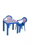 Zabawy w naśladowanie dorosłych - Stolik i dwa krzesła niebieski - miniaturka - grafika 1