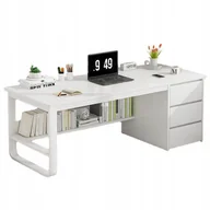Biurka - BIURKO KOMPUTEROWE BIAŁE LOFT POD LAPTOP KOMPUTER SKANDYNAWSKI Z 3 PÓŁKAMI - miniaturka - grafika 1