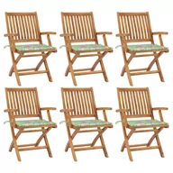 Fotele i krzesła ogrodowe - vidaXL Składane krzesła ogrodowe z poduszkami, 6 szt., drewno tekowe - miniaturka - grafika 1