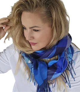 Szal szalik Chusta frędzle ciepły w kratę miękki gładki 175x75 cm - Apaszki i szaliki damskie - miniaturka - grafika 1