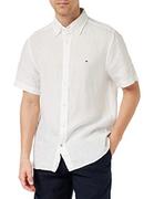 Koszule męskie - Tommy Hilfiger Męska koszula lniana farbowana pigmentowo Rf S/S na co dzień, Optyczny Biały, XS - miniaturka - grafika 1