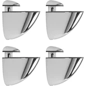 Zawiasy, okucia i inne akcesoria - Zestaw 4 regulowanych wsporników do szklanych półek – regulowane zaciski ze stopu cynku – pasują do półek drewnianych/szklanych o grubości 2–21 mm - miniaturka - grafika 1