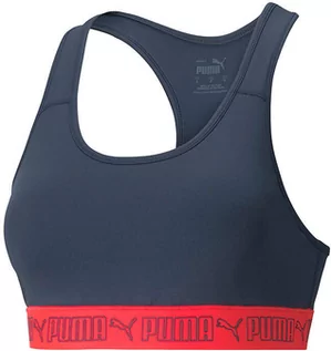 Bielizna sportowa damska - Puma Top sportowy "Mid Impact Elastic Padded Bra PM" w kolorze granatowo-czerwonym - grafika 1