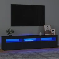 Szafki RTV - Lumarko Szafka pod TV z oświetleniem LED, czarna, 180x35x40 cm - miniaturka - grafika 1