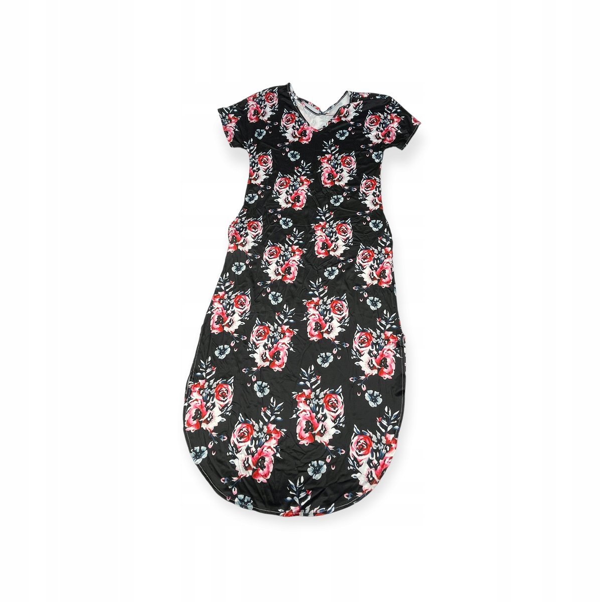 Sukienka damska na krótki rękaw w kwiaty XL