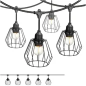 Lampy ogrodowe - ZESTAW CRETE Girlanda ogrodowa 5m + kabel 5m + 5x klosz czarny D1 + żarówki - miniaturka - grafika 1