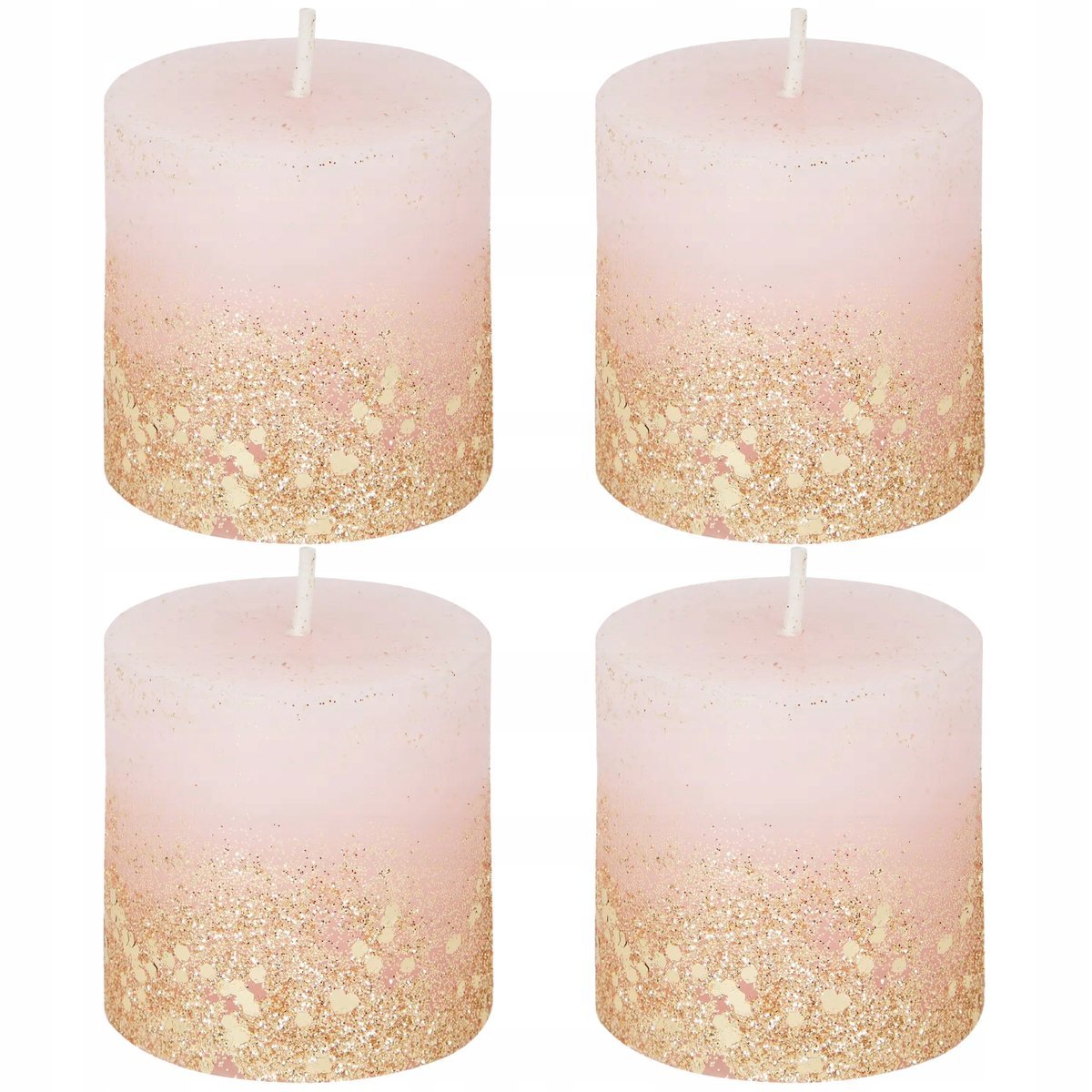 Candle Mini Świeca z Brokatem 5x5cm Różowa 4szt
