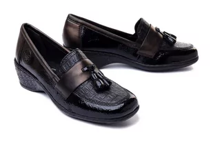 RIEKER 47171-00 black, półbuty/mokasyny damskie - Rieker - Półbuty damskie - miniaturka - grafika 1