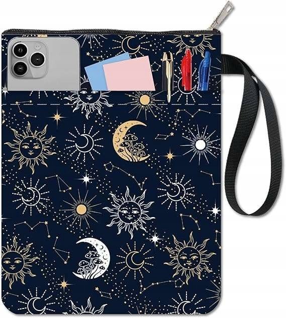 Saszetka miękka z kieszonkami okładka na książkę w księżyce 28x22 cm