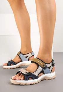 Wielokolorowe Sandały Sportowe Skórzane Zapinane na Rzep Konavia - Sandały damskie - miniaturka - grafika 1