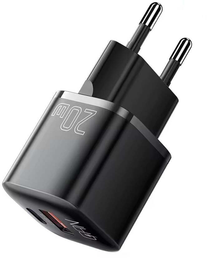 Ładowarka sieciowa ESSAGER 20W + kabel 1m USB-A + USB-C czarna ES-CD31 KABEL ES-X46