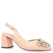 Czółenka - Czółenka bez pięty z ozdobą - MENBUR 23854 BEŻOWE - miniaturka - grafika 1