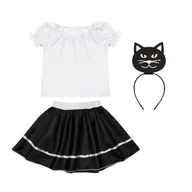 Stroje karnawałowe - ZESTAW KOTEK CZARNO-BIAŁY 116-128 4el - miniaturka - grafika 1