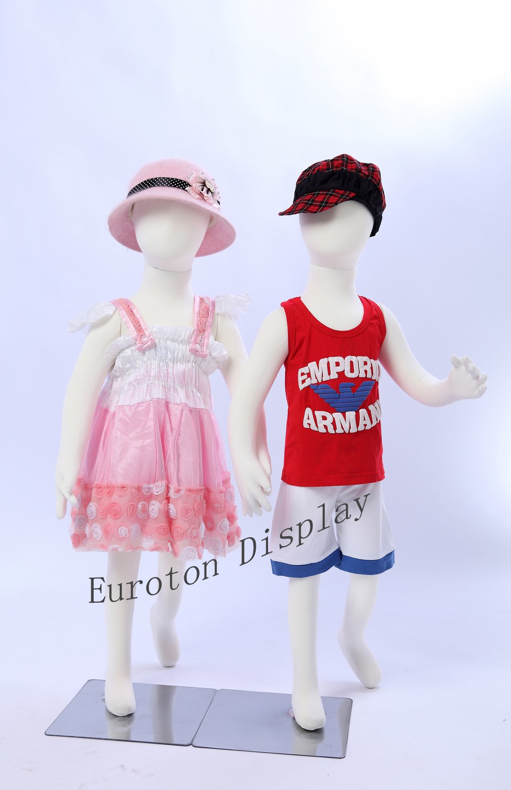 Eurotondisplay R4x2. 2 manekiny dziecięce 95cm elastyczny zginany manekin dziecięcy manekin tkanina bawełniana dwa manekiny dziecięce manekiny okienne