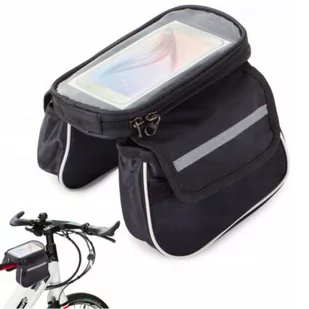 TORBA ROWEROWA SAKWA NA RAMĘ ROWER ETUI NA TELEFON POKROWIEC CZARNA - Sakwy rowerowe - miniaturka - grafika 1