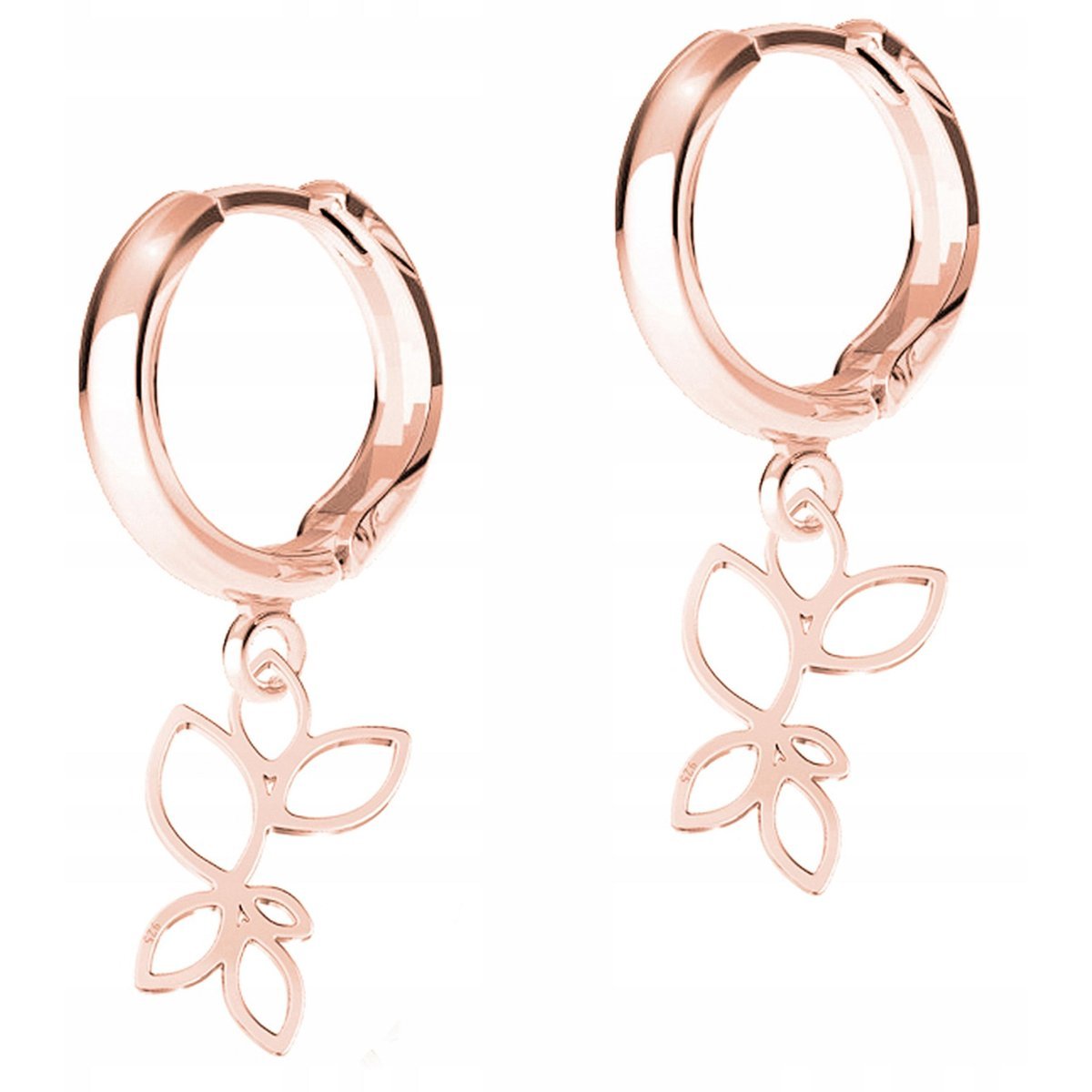 Kolczyki Pozłacane Ażurowe Liście Liść Listki Leaf Gałązka SREBRO 925