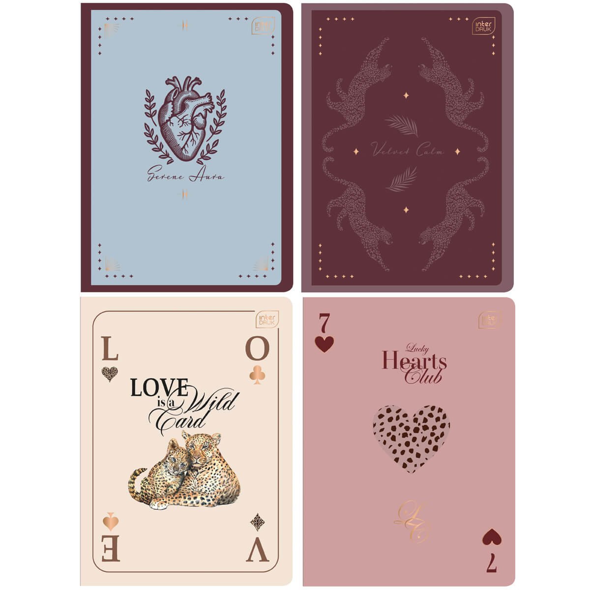 4x ZESZYT A5, 60 KARTEK, KRATKA Z MARGINESEM, SATIN GOLD dla dziewczynki