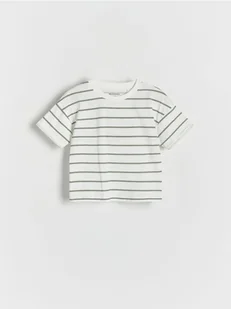 Reserved - Bawełniany t-shirt w paski - złamana biel - Bluzki dla niemowląt - miniaturka - grafika 1