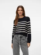 Swetry damskie - Vero Moda Sweter w kolorze kremowo-czarnym - miniaturka - grafika 1