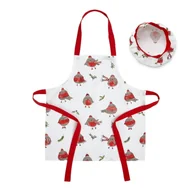 Fartuchy i rękawice kuchenne - Bawełniany fartuszek dziecięcy 2 szt. Christmas Robins – Catherine Lansfield - miniaturka - grafika 1