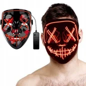 Dodatki do strojów karnawałowych - MASKA LEDOWA PURGE NA SYLWESTRA ��WIEC��CA LED PRZEBRANIE Z PILOTEM IMPREZE - miniaturka - grafika 1