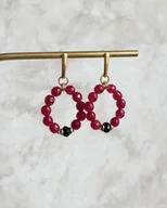 Kolczyki - Bordowe kolczyki z jadeitem i onyksem - miniaturka - grafika 1