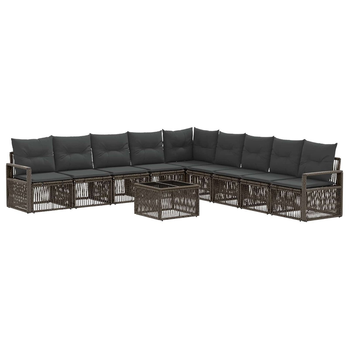 vidaXL Zestaw Sof na Ogród 10 pcs Szary polirattan