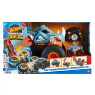 Zabawki zdalnie sterowane - Hot Wheels Monster Trucks T R/C Rhinomite Mega Transformacja Pojazd zdalnie sterowany 1:12 HPK27 Mattel - miniaturka - grafika 1