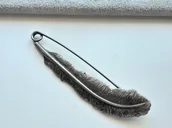 Broszki - DUŻA BROSZKA LIŚĆ AGRAFKA 9,5 cm SREBRNA PRZYPINKA - miniaturka - grafika 1