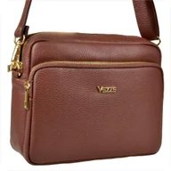 Torebki damskie - Modna skórzana torebka listonoszka koniak brąz VEZZE - miniaturka - grafika 1
