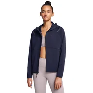 Bluzy sportowe damskie - Damska bluza treningowa rozpinana z kapturem Under Armour Unstoppable Fleece FZ - granatowa - UNDER ARMOUR - miniaturka - grafika 1