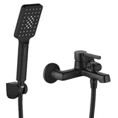 Baterie wannowe i prysznicowe - Laveo Bateria wannowa natynkowa Alita BVA 711D Czarny - miniaturka - grafika 1