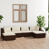 Meble ogrodowe - 6-cz. zestaw wypoczynkowy do ogrodu, poduszki, rattan PE, brąz - miniaturka - grafika 1