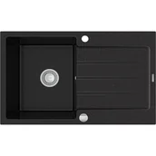 Zlewozmywaki - Mexen Bruno zlewozmywak granitowy 1-komorowy z ociekaczem 900 x 500 mm, czarny/srebrny metalik- 6513791010-73 - miniaturka - grafika 1