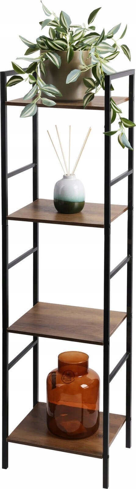 Metalowy regał do salonu z 4 półkami z MDF, 29,5 x 23,5 x 106,5 cm