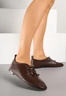 Półbuty damskie - Brązowe Półbuty ze Sznurowaniem ze Stoperem Julisha - miniaturka - grafika 1