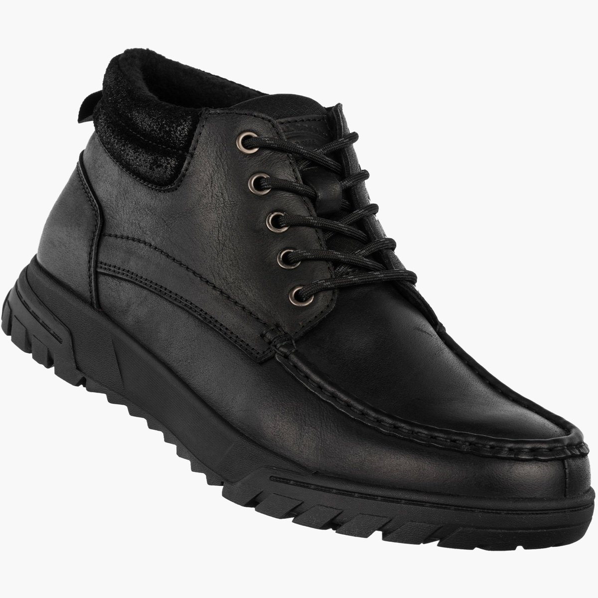 Trzewiki Męskie Skórzane Buty Ocieplane Wygodne Zimowe Czarne American Club CY128/24 Czarny 41