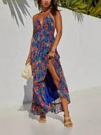 Sukienki - Milan Kiss Sukienka w kolorze niebiesko-czerwonym - miniaturka - grafika 1