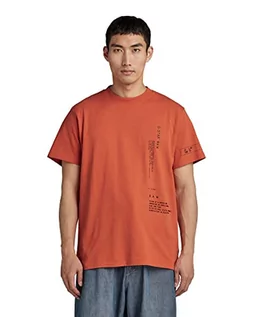 Koszulki męskie - G-STAR RAW Męski T-shirt Multi Graphic Loose R T, czerwony (Papryka C336-d116), S - grafika 1