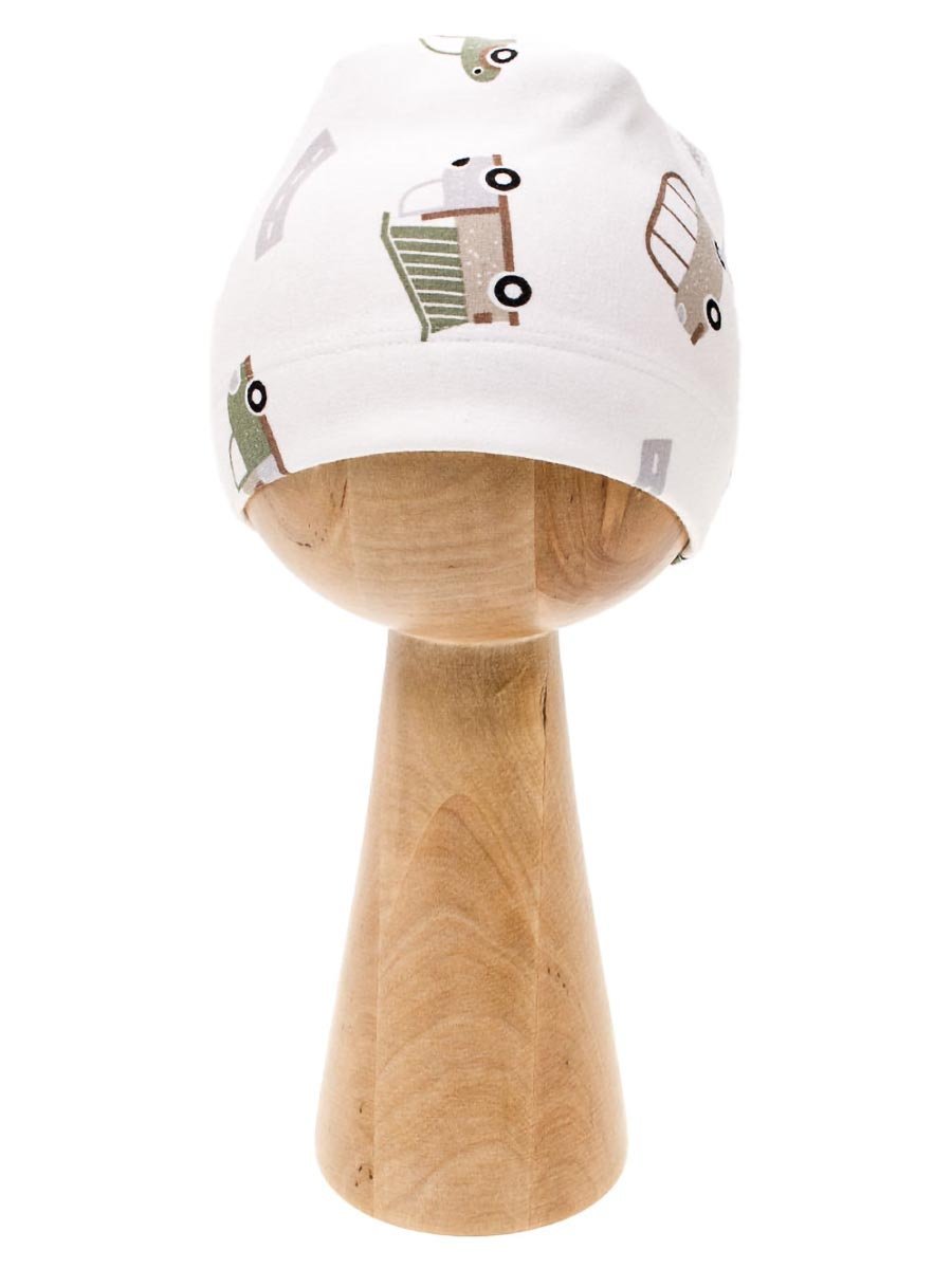 Chłopięca czapka w autka biała Nicol,r.68/74