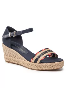 Tommy Hilfiger Espadryle Corporate Webbing Low Wedge FW0FW06293 Granatowy - Espadryle damskie - miniaturka - grafika 1