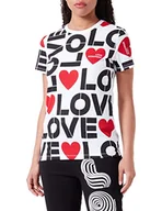 Koszulki i topy damskie - Love Moschino Damska koszulka o dopasowanym kroju, z krótkim rękawem, Optical White, rozmiar 48 (DE), optical white, 48 - miniaturka - grafika 1