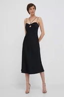 Sukienki - Calvin Klein sukienka kolor czarny maxi rozkloszowana - miniaturka - grafika 1