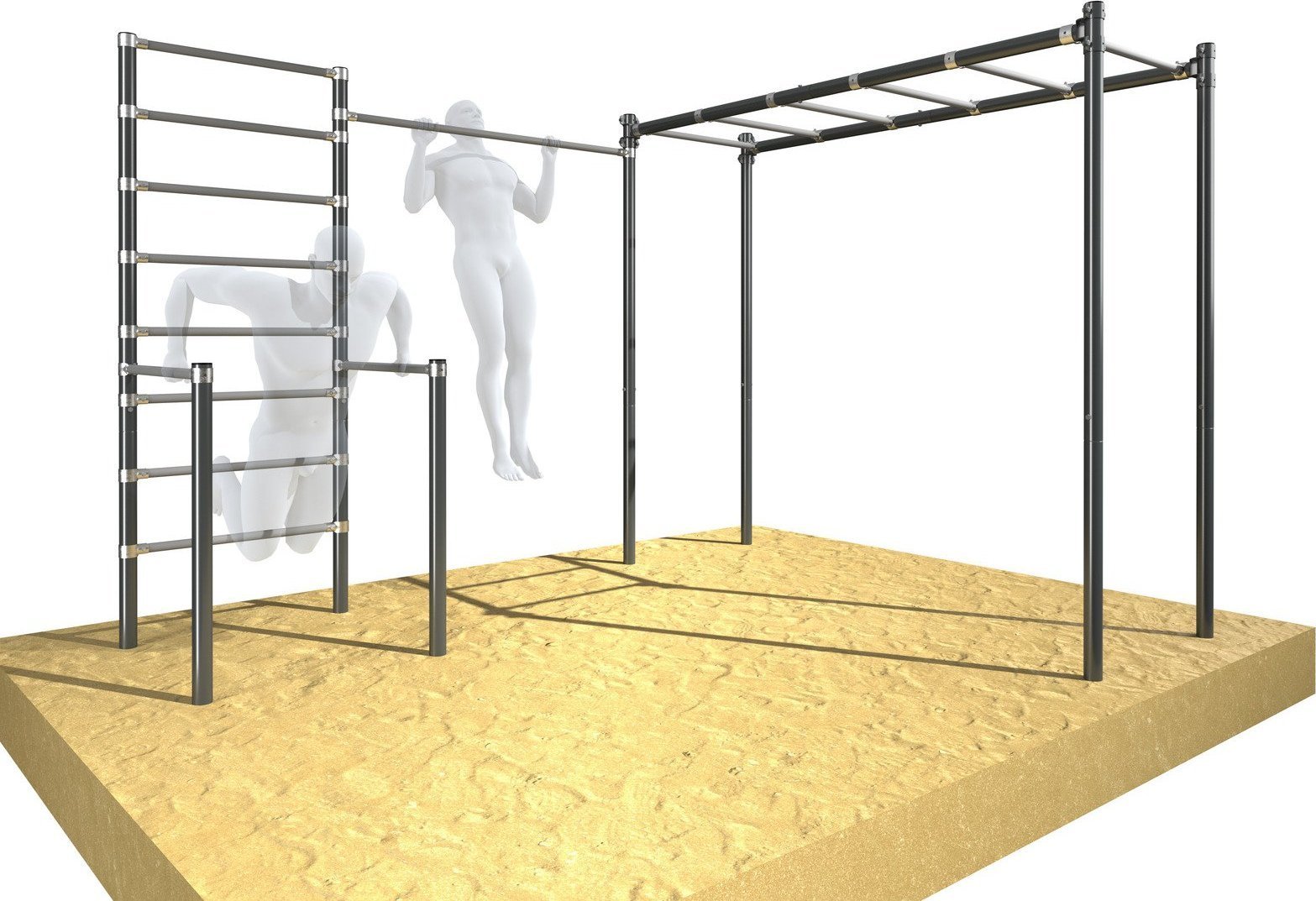UnderFit Drabinka gimnastyczna ogrodowa z drążkiem i poręczami OCYNK Street workout UF9890