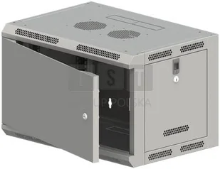 Szafa wisząca 19" 6U 600x500, niedzielona, DRZWI METALOWE jednoskrzydłowe, tył osłona pełna, osłony boczne ruchome perforowane, kolor szary, 4 belki, FLAT PACK ALANTEC - Szafy rack - miniaturka - grafika 1