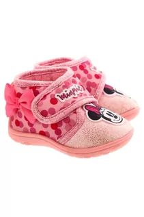 Buty dla dziewczynek - Dziewczęce kapcie różowe dziewczęce na rzep- Minnie - grafika 1