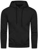 Bluzy męskie - Bluza męska z kapturem czarna Recea - XXL - miniaturka - grafika 1