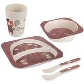 Miseczki i talerzyki dla dzieci - Zestaw naczyń 5 elementów BONJOUR PARIS - bordowy - miniaturka - grafika 1